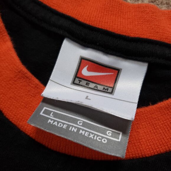 Vintage Y2K Team Nike Baltimore Orioles Sz Large Mens Black Ringer MLB White Tag - Picture 4 of 6
